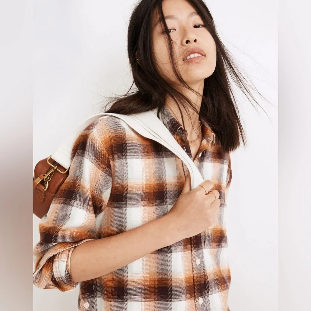 Madewell Flannel Side-Button Oversized‎ Ex-Boyfriend Shirt in Bickett Plaid